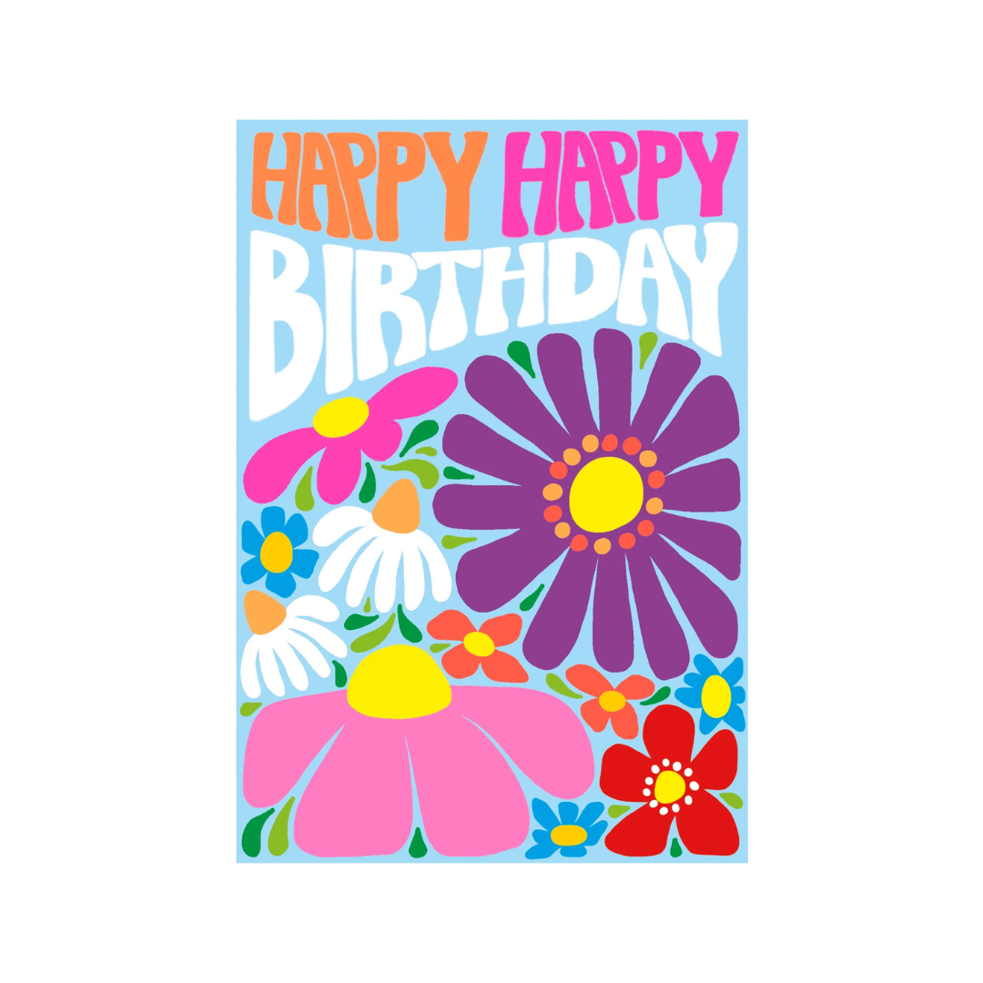 Happy Birthday Blue Floral