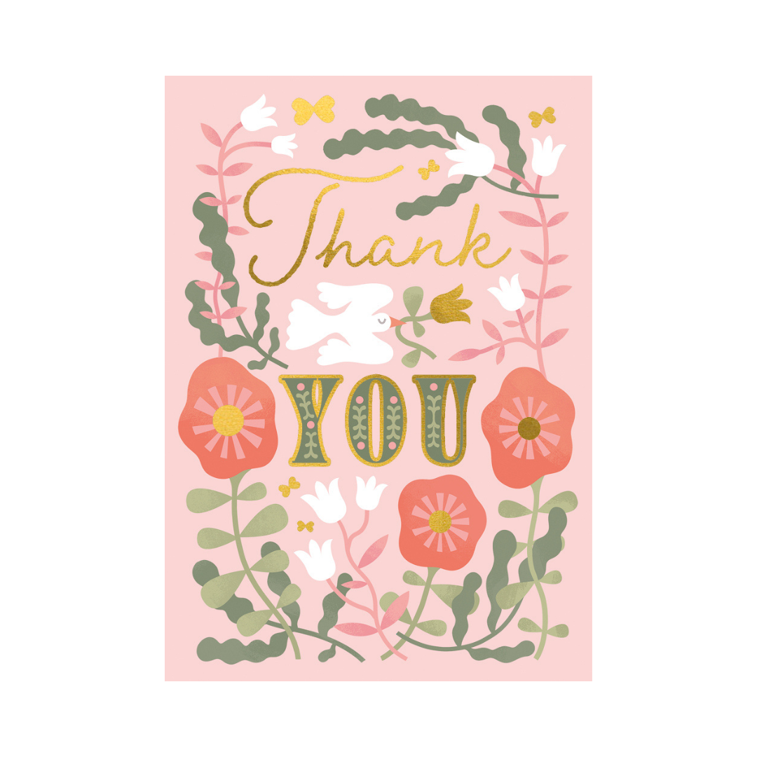 Thank You Abstract Floral & Bird