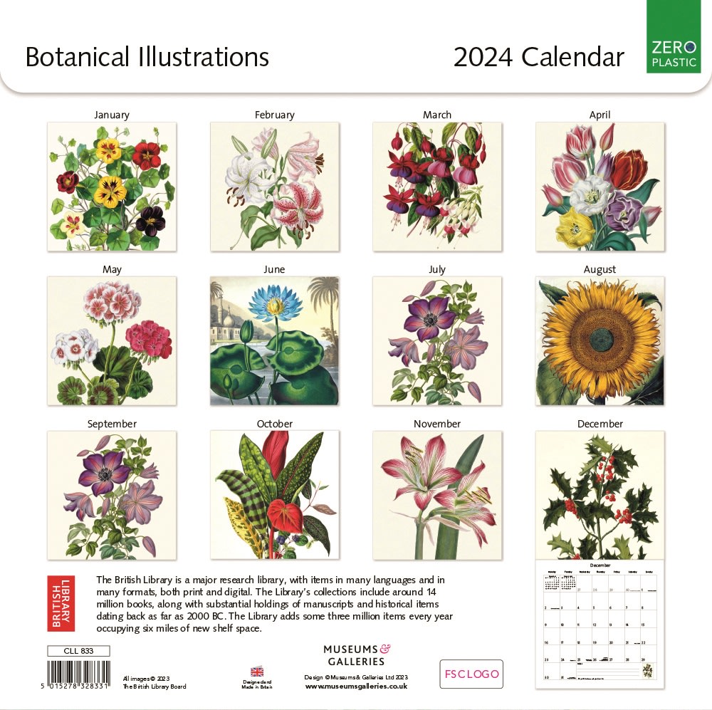 Botanical Illustrations 2024 Wall Calendar PAPERWORKS SINGAPORE