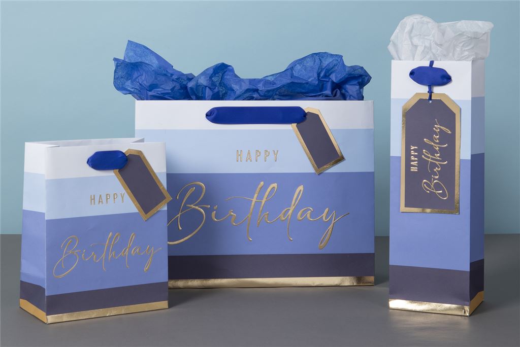 Landscape Happy Birthday Stripe with Gift Tag