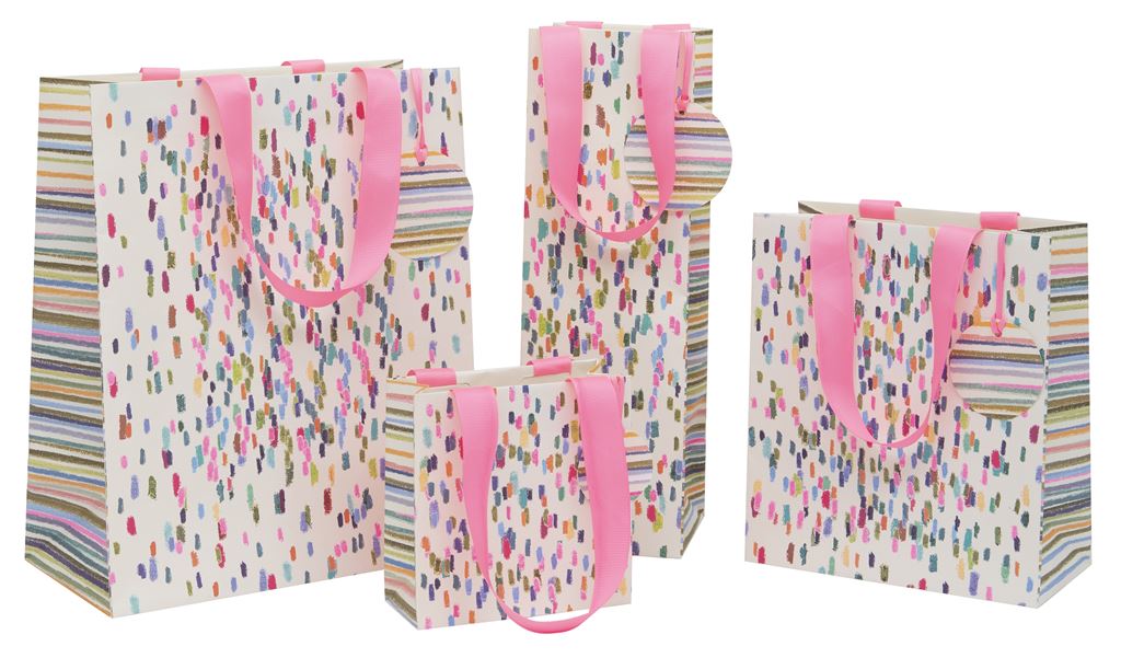 Medium Gift Bag Multi Dash with Gift Tag