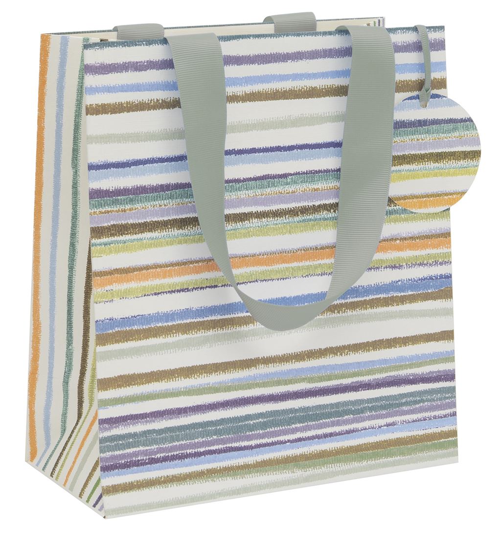 Medium Gift Bag Horizontal Stripes with Gift Tag