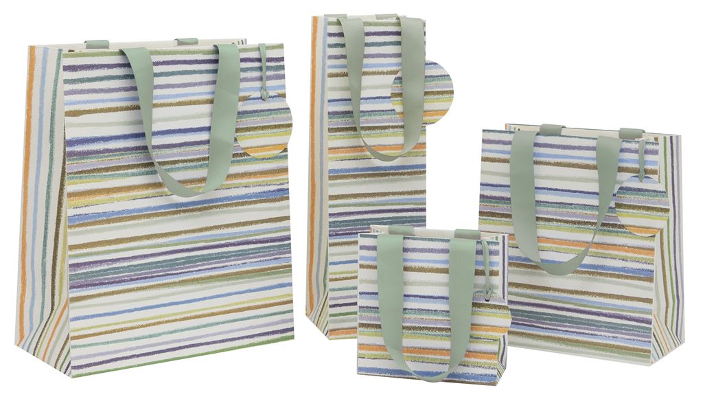 Medium Gift Bag Horizontal Stripes with Gift Tag