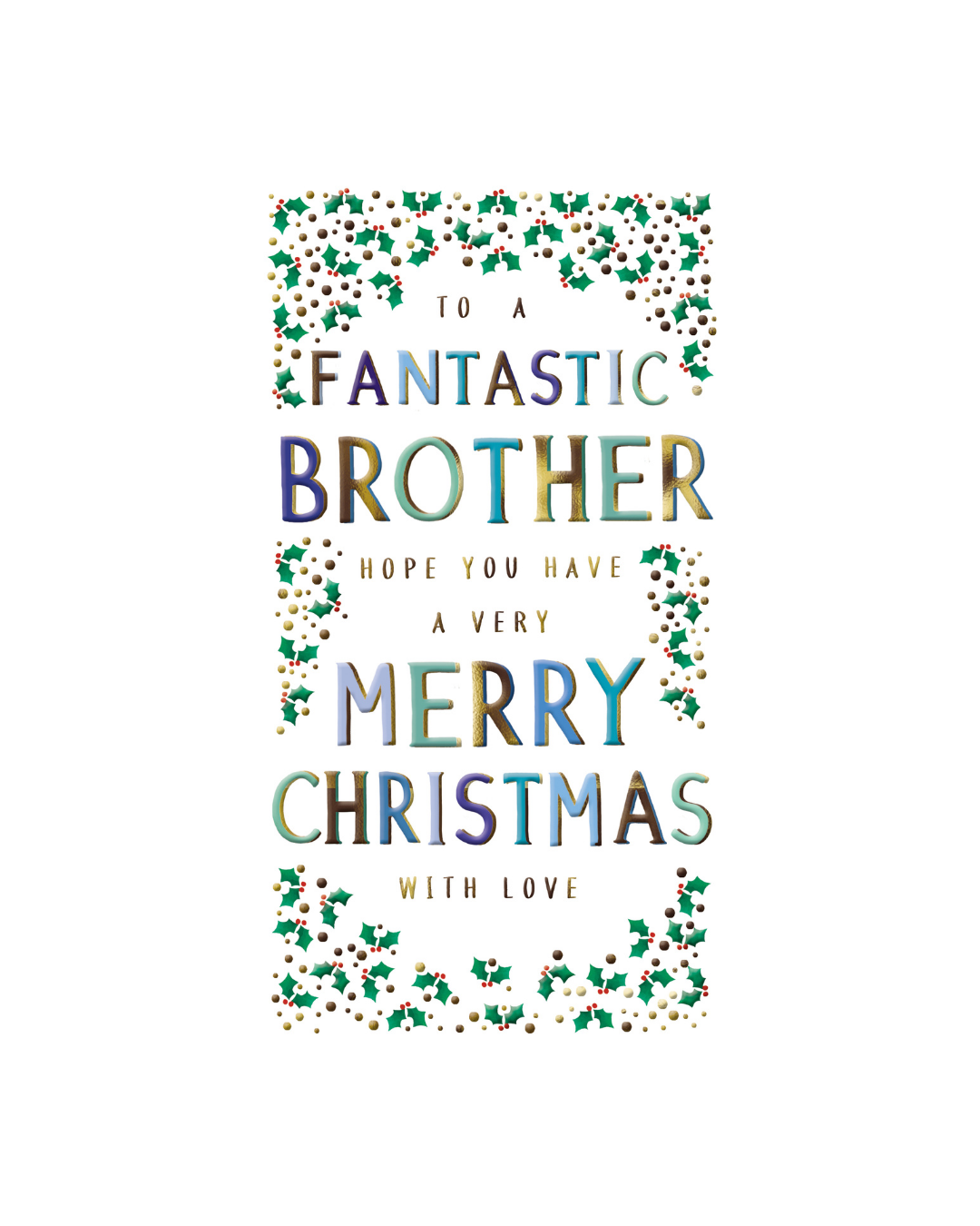 Text Card with Mini Holly & Gold Dots Brother