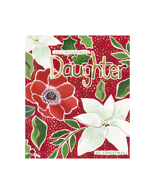 Card Large Mod Flowers on Red Daughter
