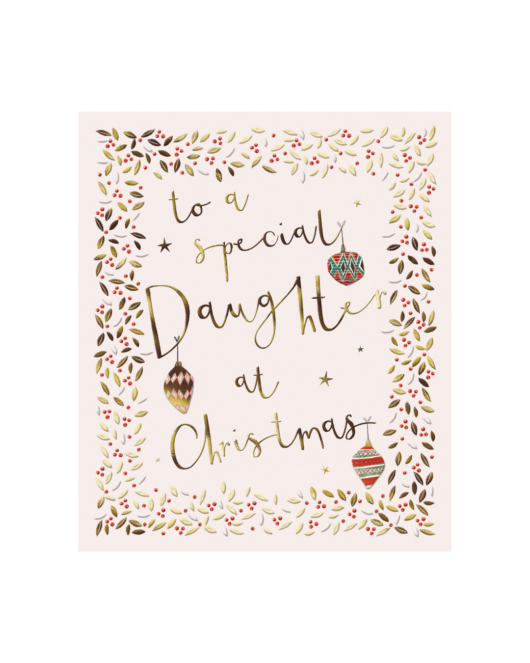 Card Simple Gold Type with Hanging Baubles Daughter