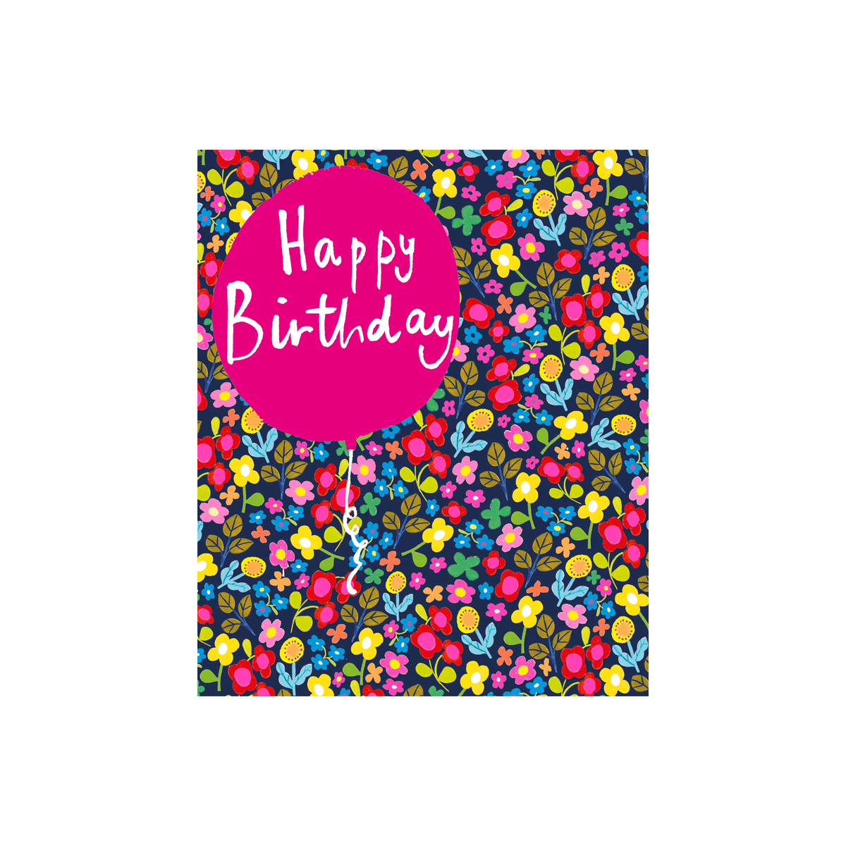Birthday Balloon Navy Floral