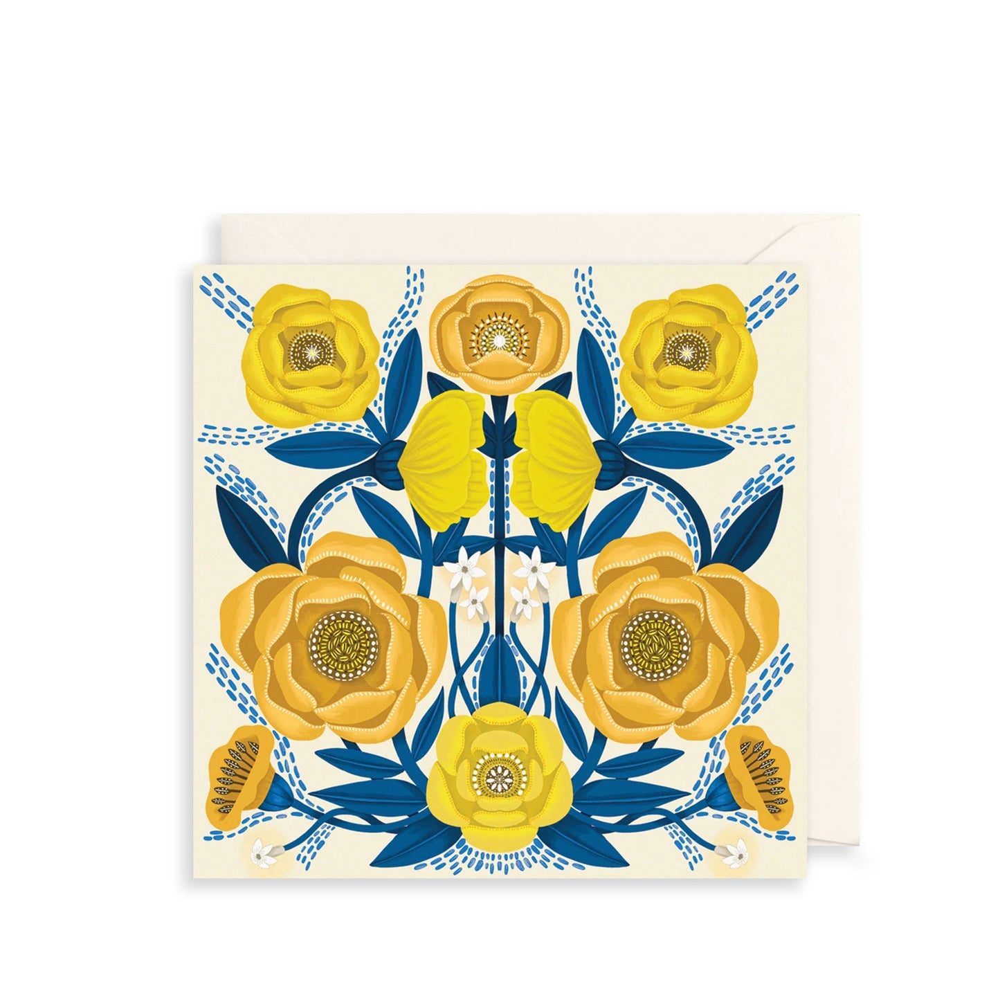 Floral Yellow Kaleidoscope Card