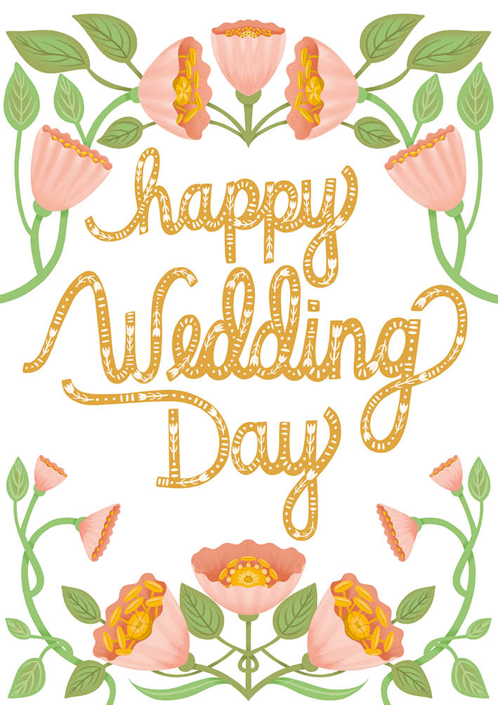 Herbarium Happy Wedding Day Card