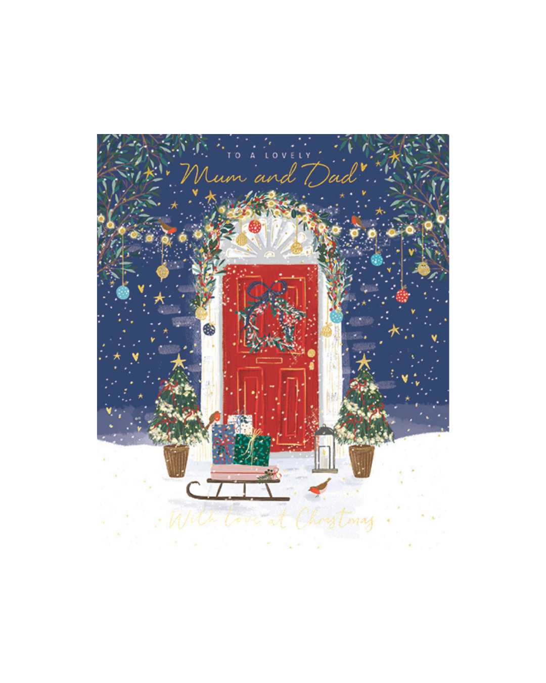 Card Festive Front Door Mum & Dad