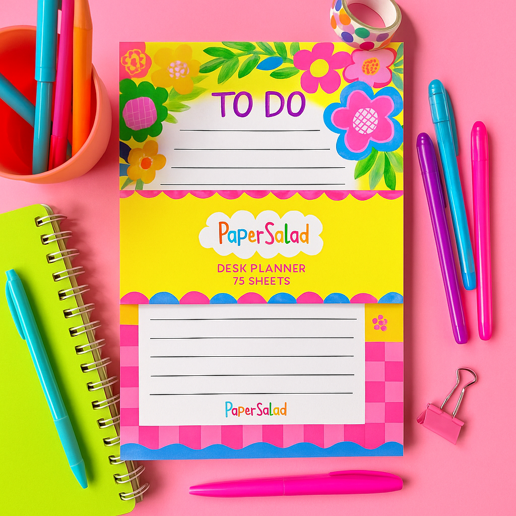 Paper Salad colourful to-do list pad with floral design – perfect for teens and students