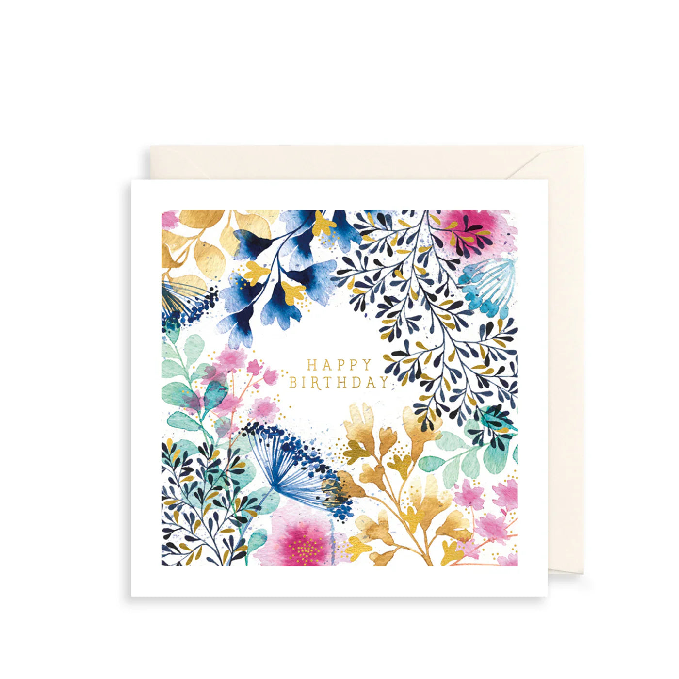 Happy Birthday Colourful Floral & Foliage