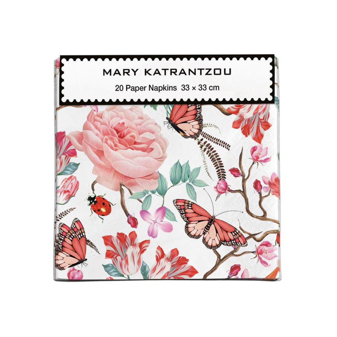 Paper Napkins Red Floral
