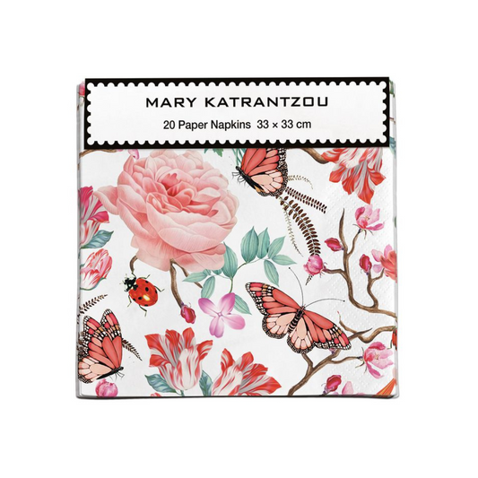 Paper Napkins Red Floral