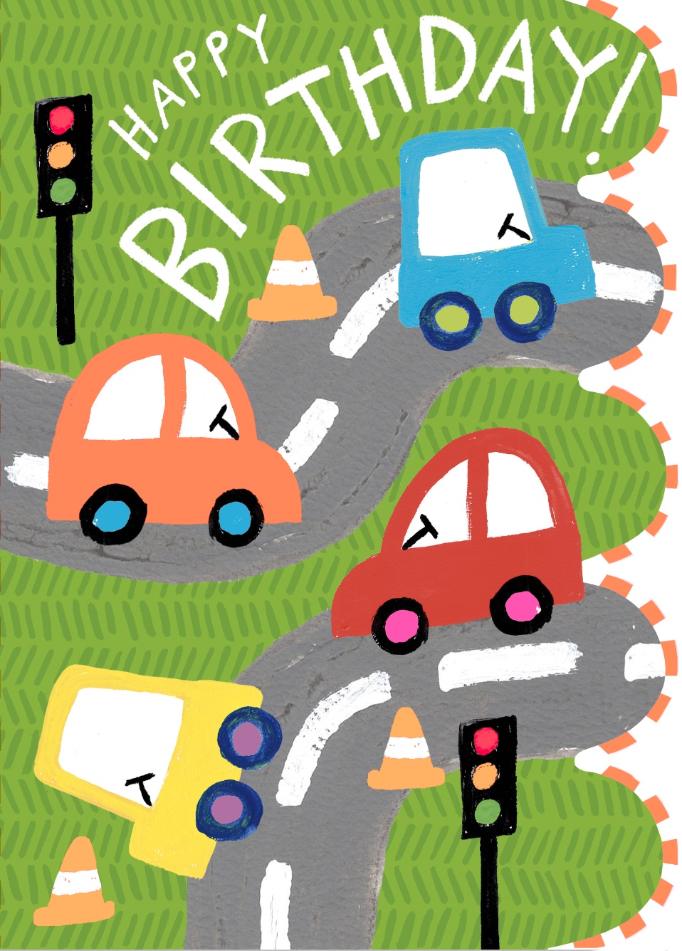 Cars on the Road Birthday Card