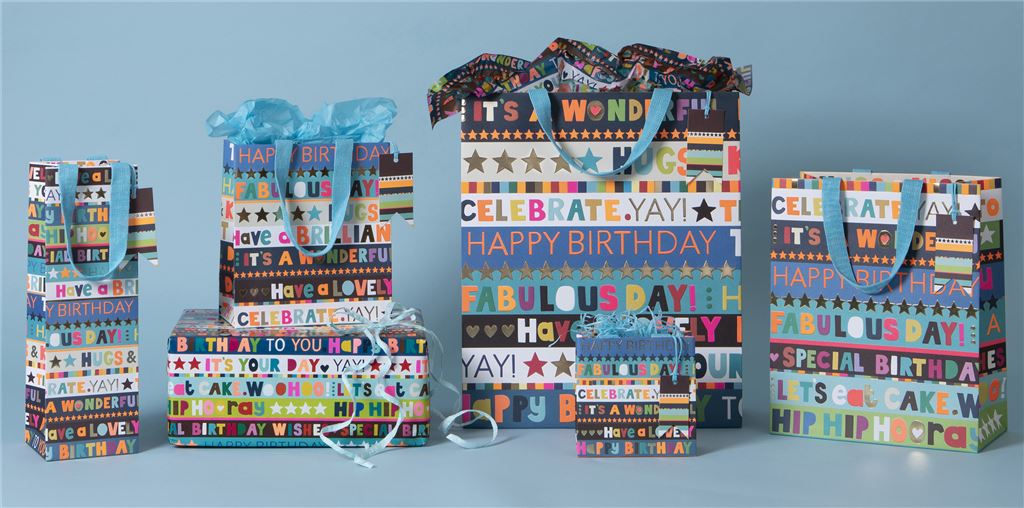 Tissue Wrap Birthday Stripes Blue