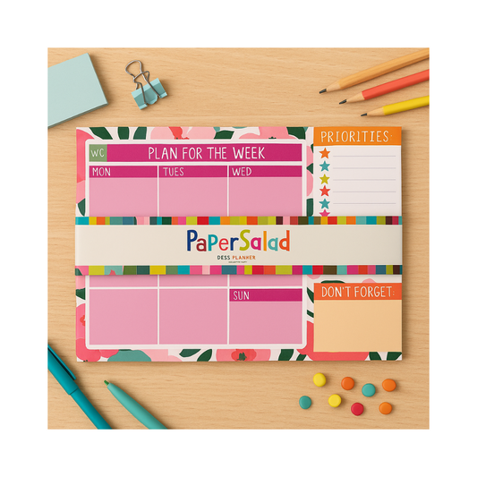 PaperSalad Weekly Desk Planner – 52 Tear-Off Sheets | Fun Aesthetic Organiser Pad