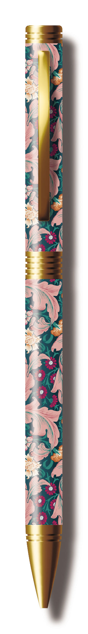 Morris & Co. Ballpoint Pen – Black Ink Pen in Gift Box | Pink & Teal Floral Design