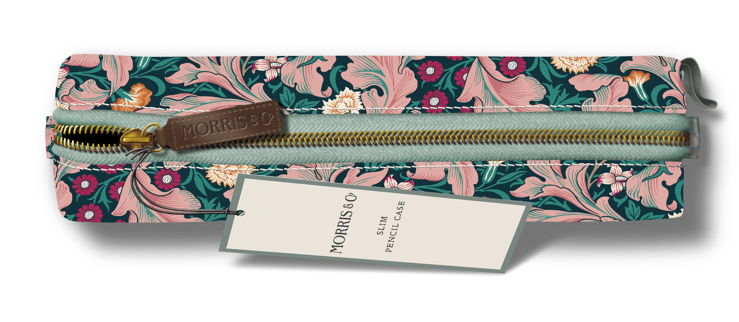 William Morris Slim Pencil Case – Elegant Floral Stationery Pouch for School, Work & Travel