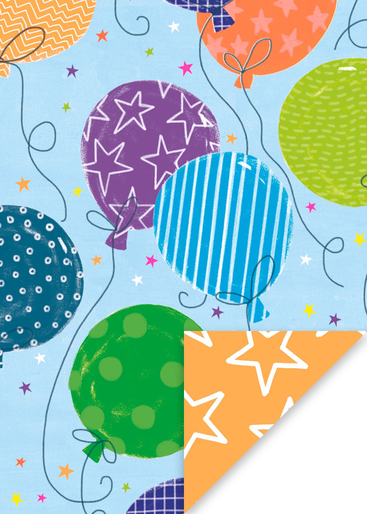 Blue Balloons Birthday Flat Wrap