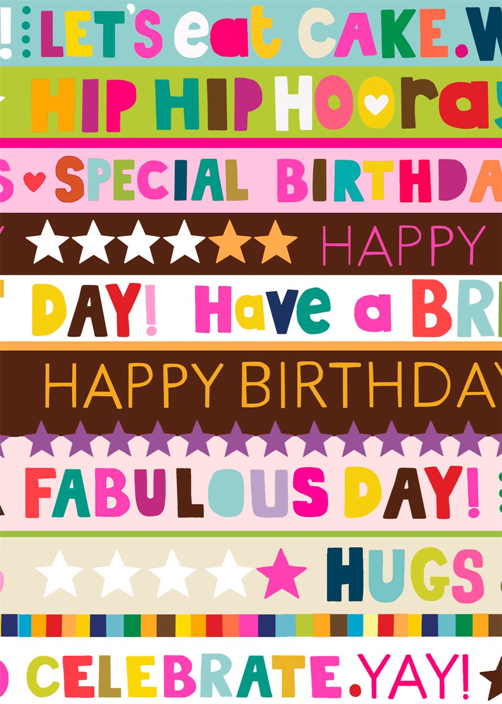 Birthday Stripes Pink Gift Wrap