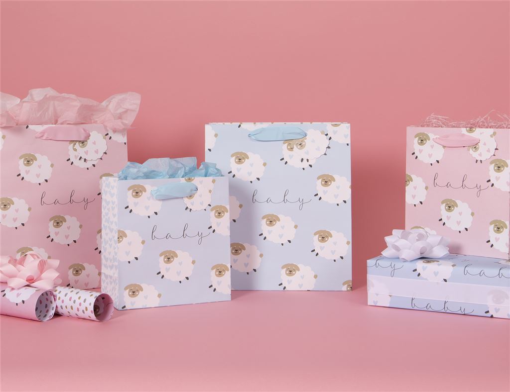 Baby Boy Lambs Gift Wrap