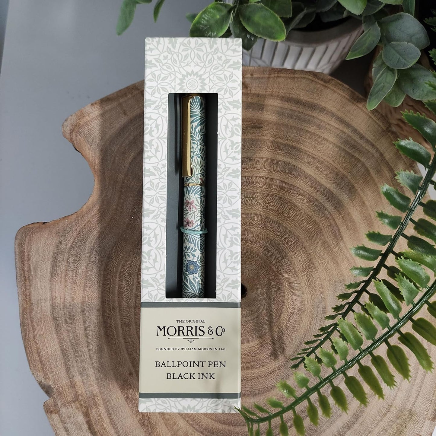 Morris & Co. Ballpoint Pen – Black Ink Pen in Gift Box | Botanical Willow Boughs Design