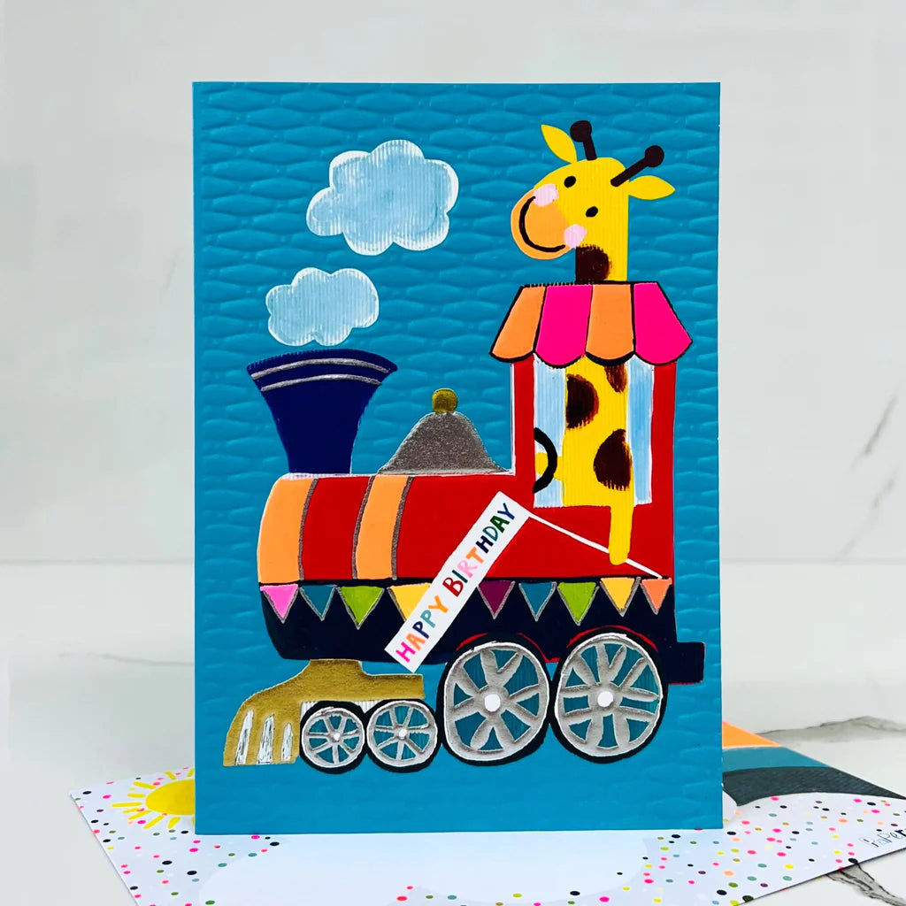 Card Birthday Animal Train