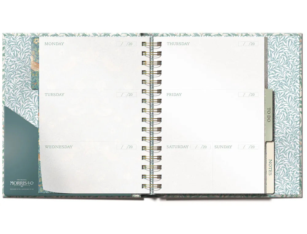Morris & Co. Daily Organiser – Elegant Botanical Planner with Ribbon Tie