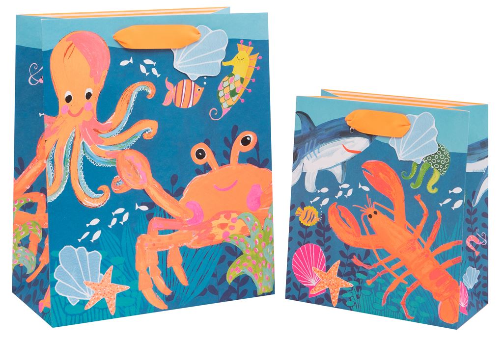 Medium Gift Bag Sea Animals with Gift Tag