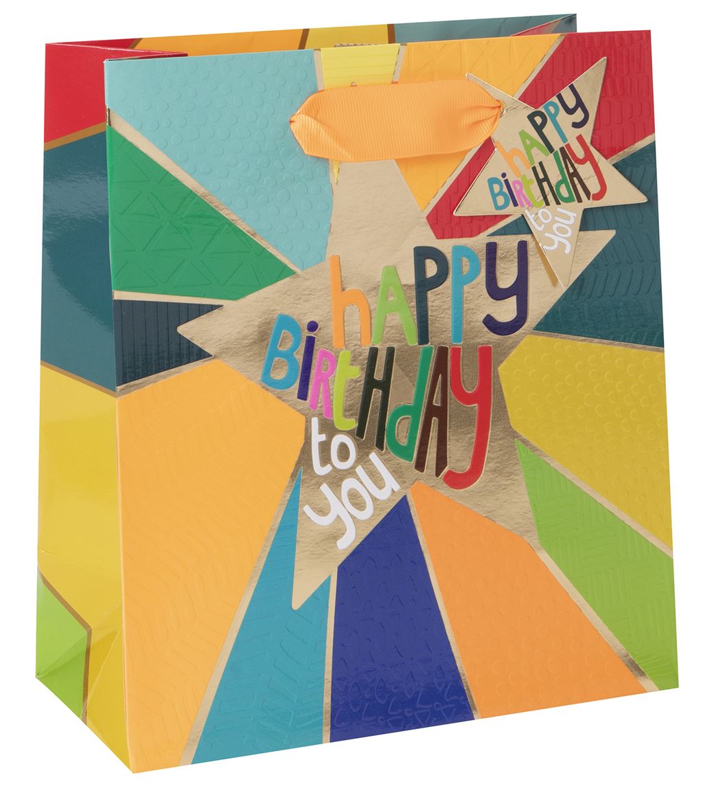 Medium Gift Bag Star Rays with Gift Tag