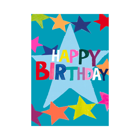 Card Birthday Blue Star