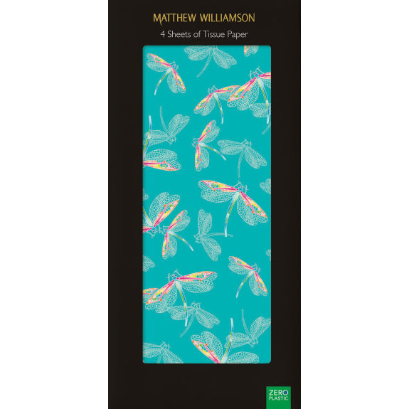 Tissue Wrap Dragonflies Aqua