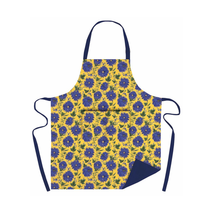 Blue Flowers Organic Cotton Apron