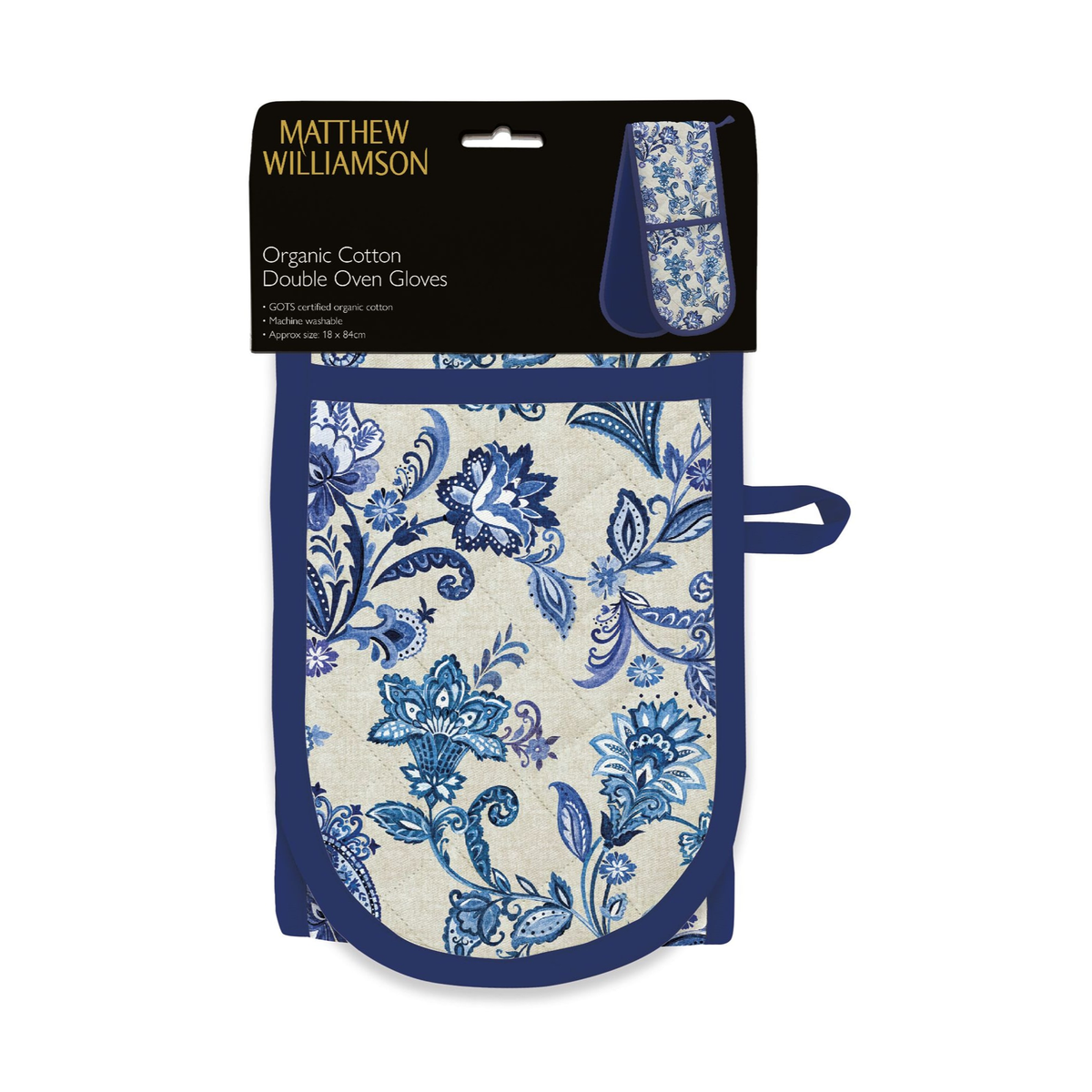 Blue Paisley Organic Cotton Oven Gloves