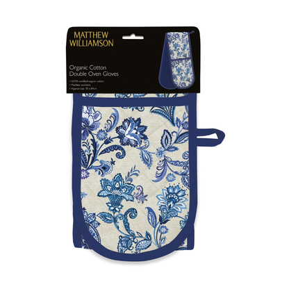 Blue Paisley Organic Cotton Oven Gloves