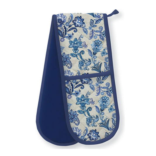 Blue Paisley Organic Cotton Oven Gloves