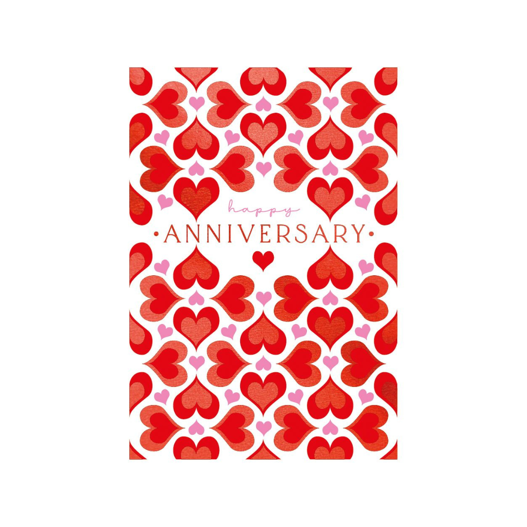 Anniversary Tiled Hearts Greeting Card