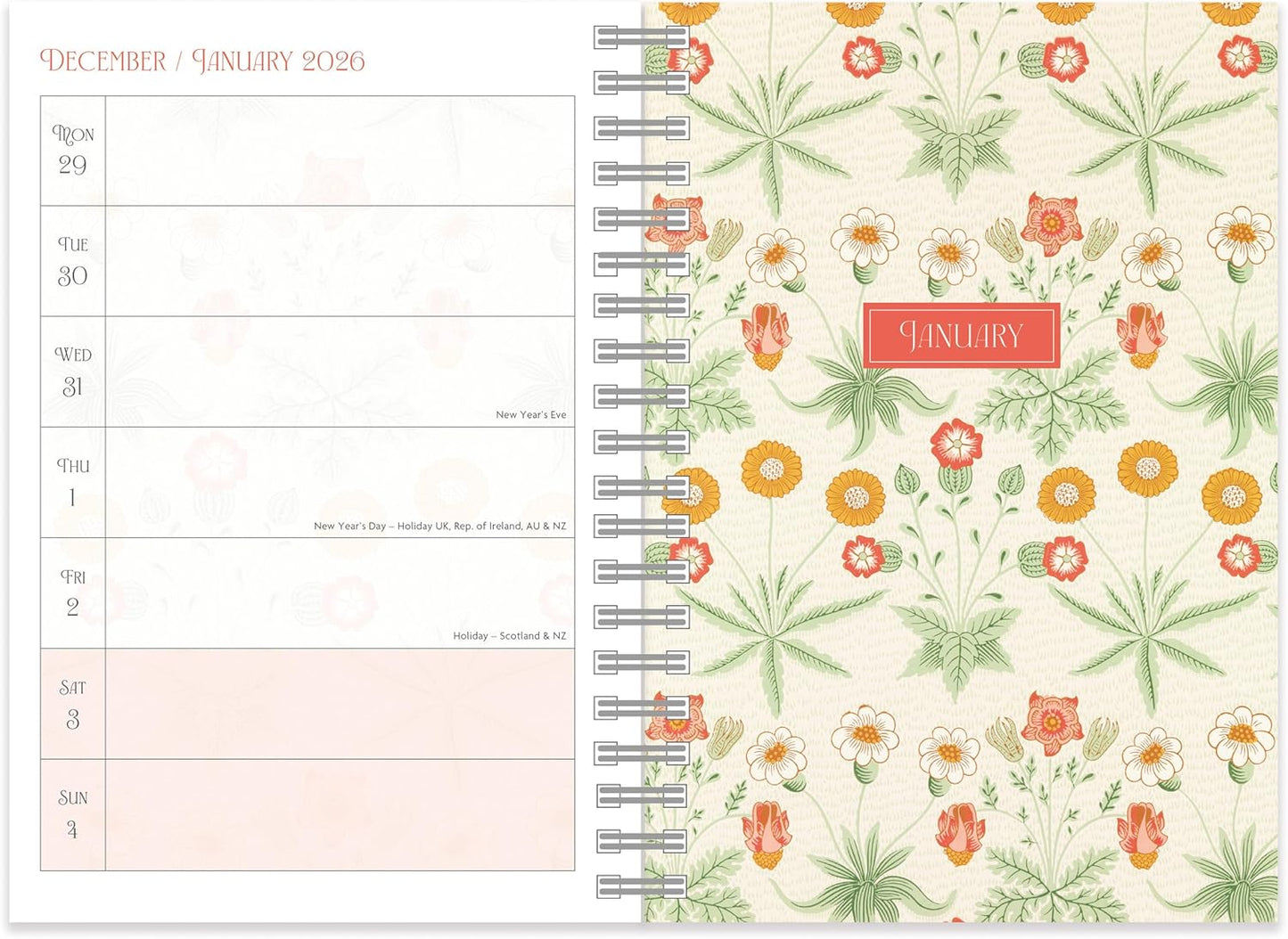 William Morris A5 Wiro Diary 2026
