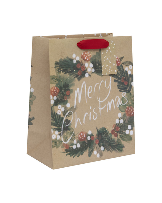 Large Gift Bag Kraft Wreath