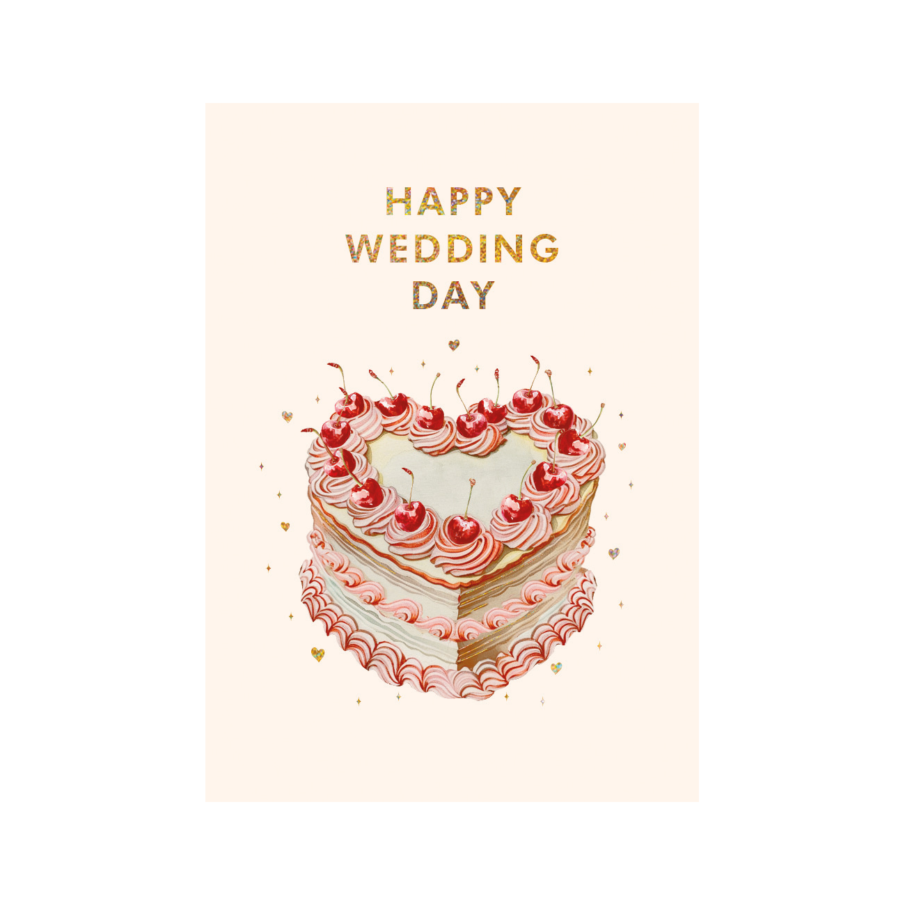 Wedding Day Cake and Cherries Greeting Card