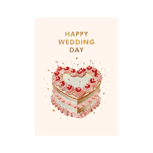 Wedding Day Cake and Cherries Greeting Card