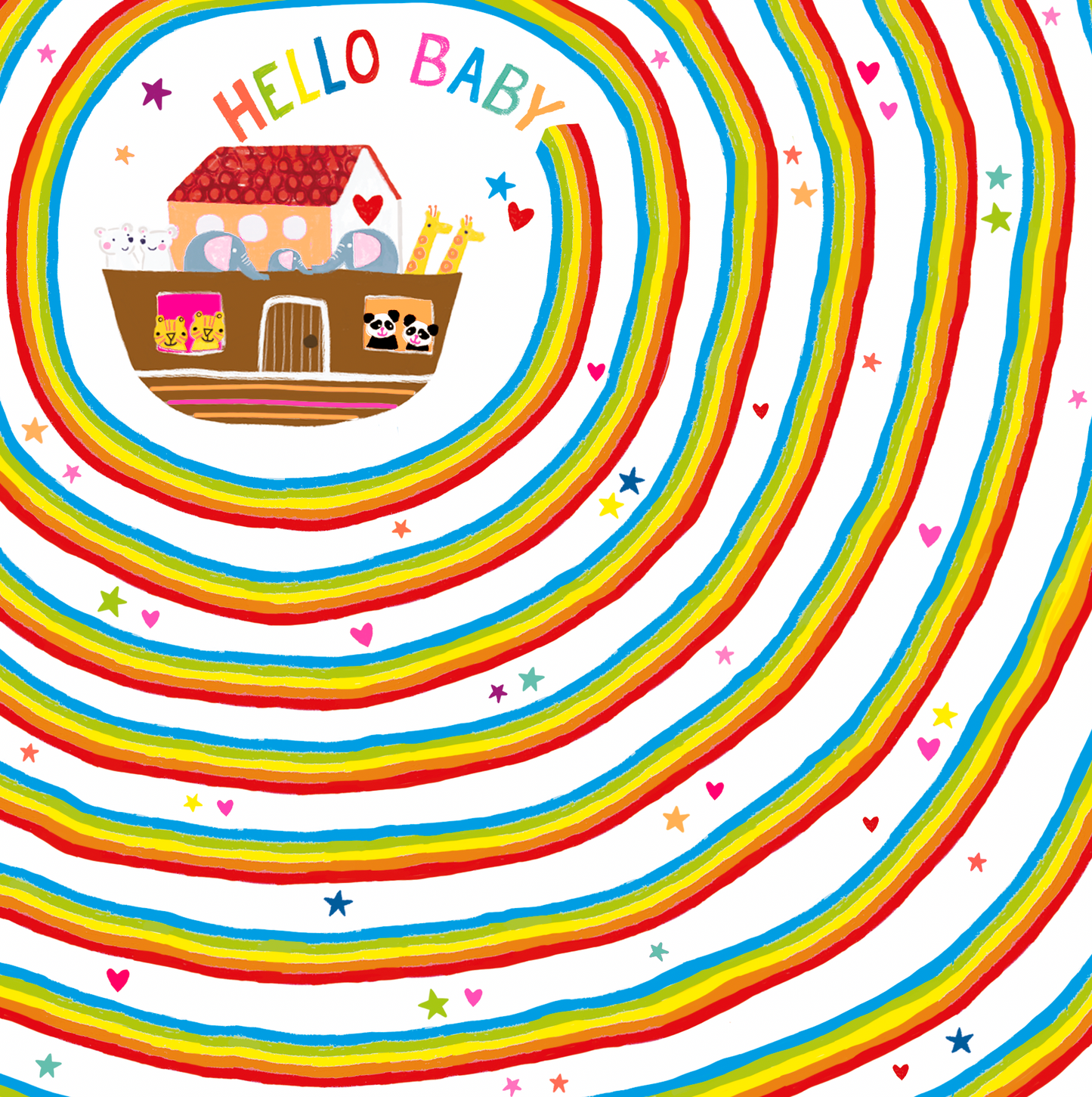 Hello Baby Rainbow Swirl Greeting Card