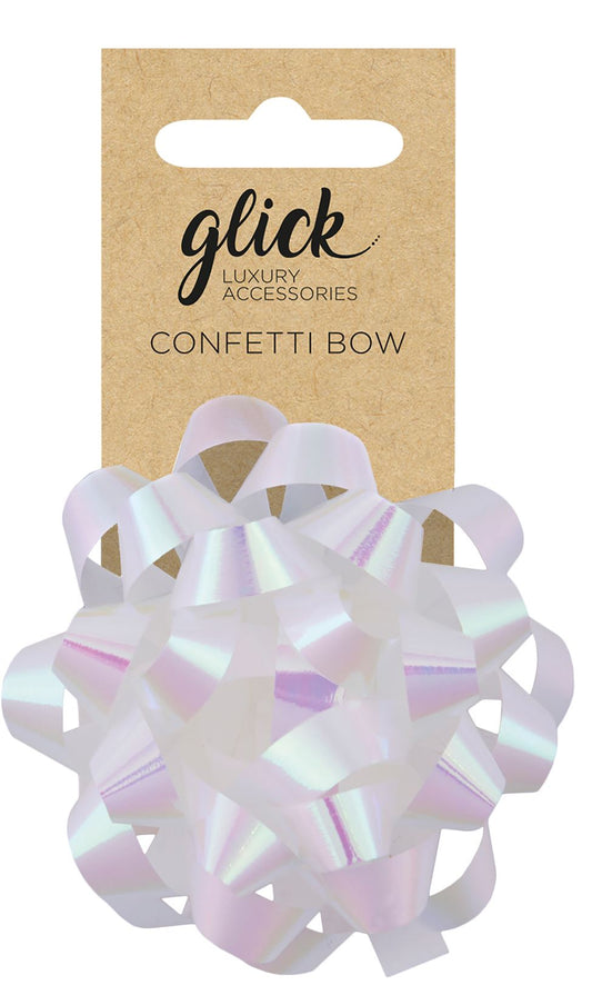 Iridescent White Confetti Bow