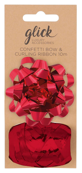 Bow & Curling Ribbon Metallic Red