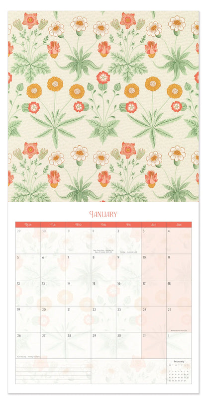 William Morris Square Calendar 2026