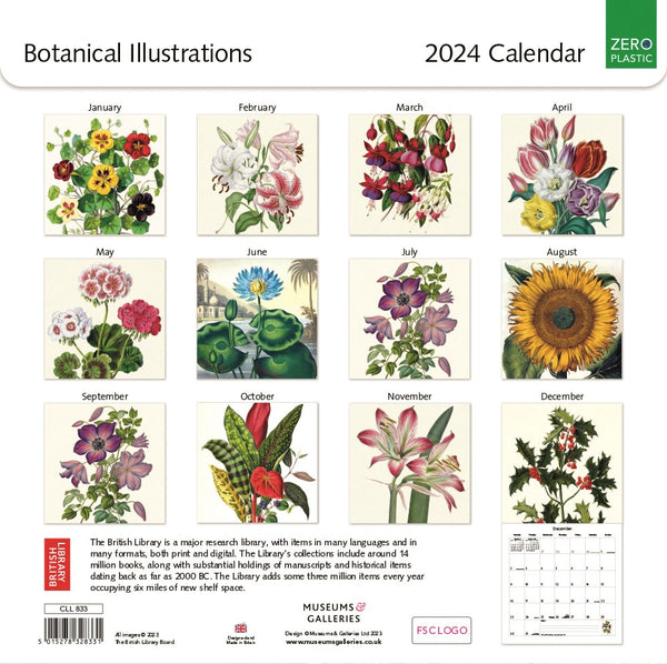 Botanical Illustrations 2025 Wall Calendar PAPERWORKS SINGAPORE