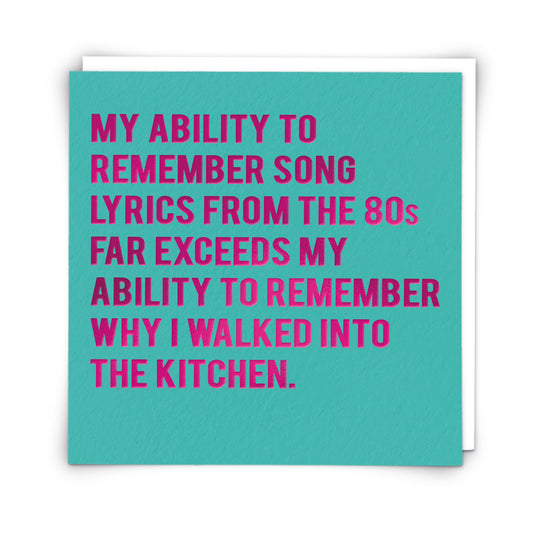 Single Greeting Card 80's Lyrics