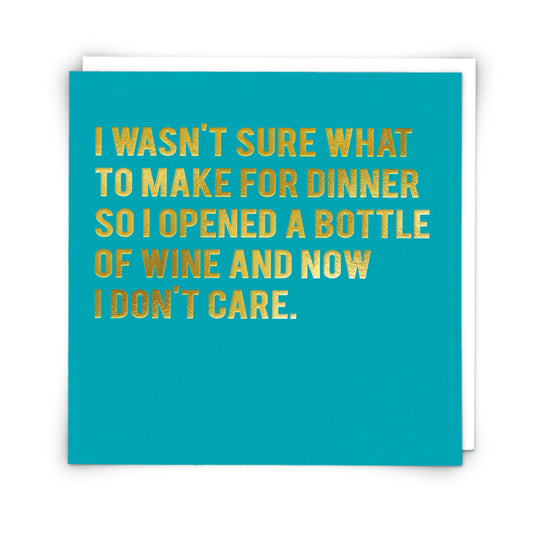 Single Greeting Card Opened Wine
