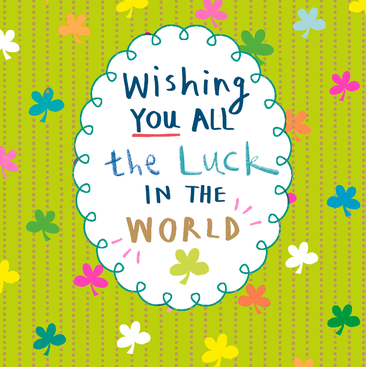Cameo Good Luck Clovers Greeting Card